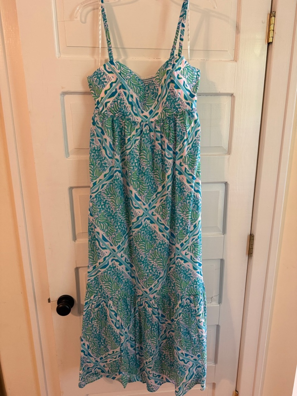 Lilly Pulitzer Teal and White Floral Maxi Dress